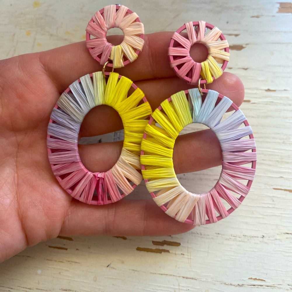 HANDMADE Pastel Multicolor Mexican Bamboo Earrings
